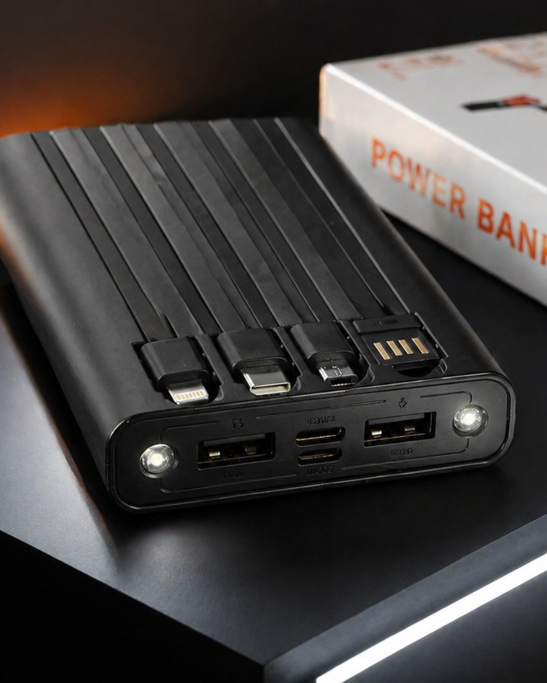 Batería Portátil 10000mAh Todo en Uno (Cables + Carga Rápida)