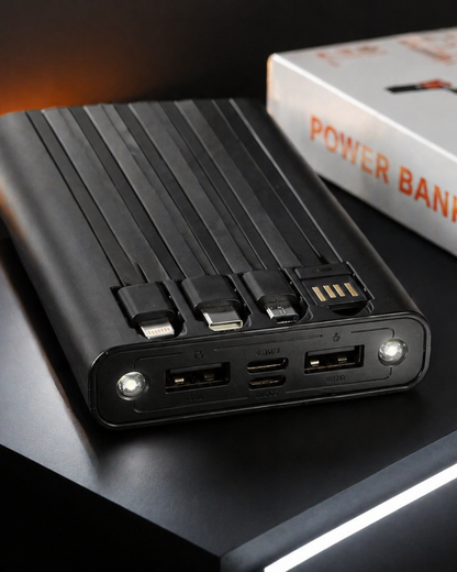 Batería Portátil 10000mAh Todo en Uno (Cables + Carga Rápida)